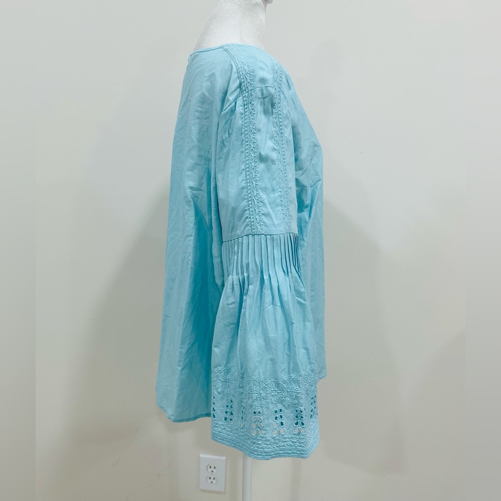 Soft Surroundings Heloise Eyelet Sleeve Blue Tunic Size L - Picture 7 of 13